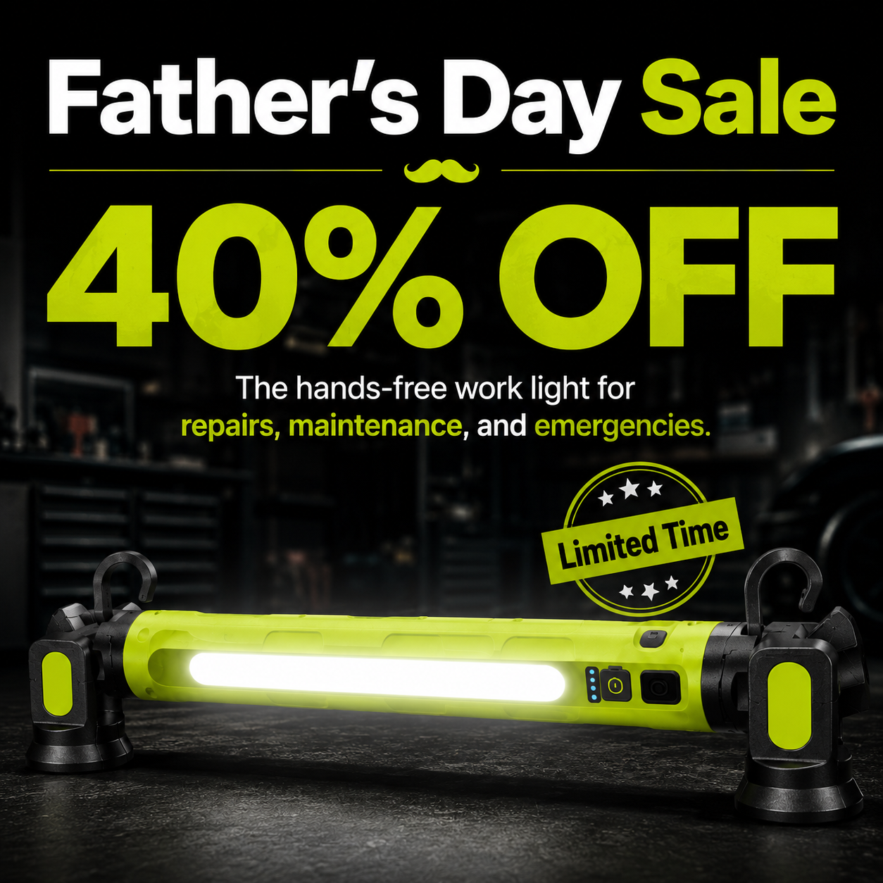 LumaBar™ — The Ultimate Hands-Free Work Light